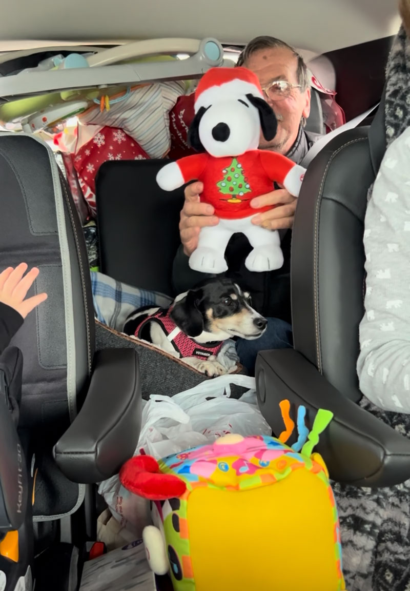 our SUV packed to the top