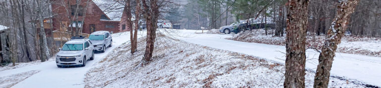 Snowy scene with SUV