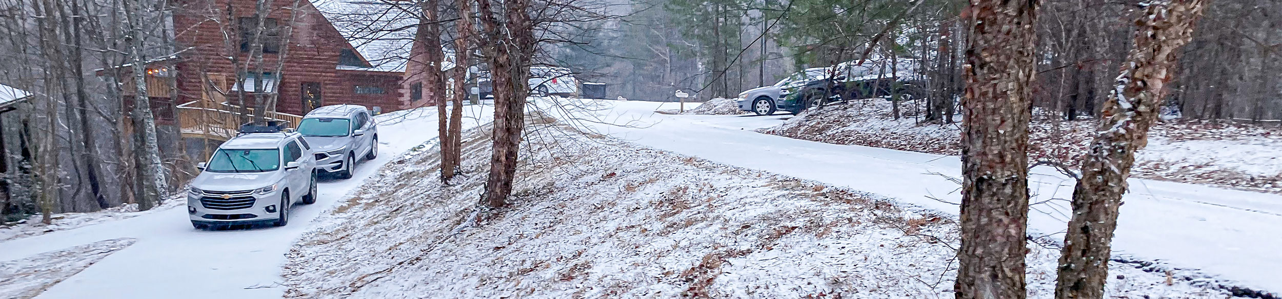 Snowy scene with SUV